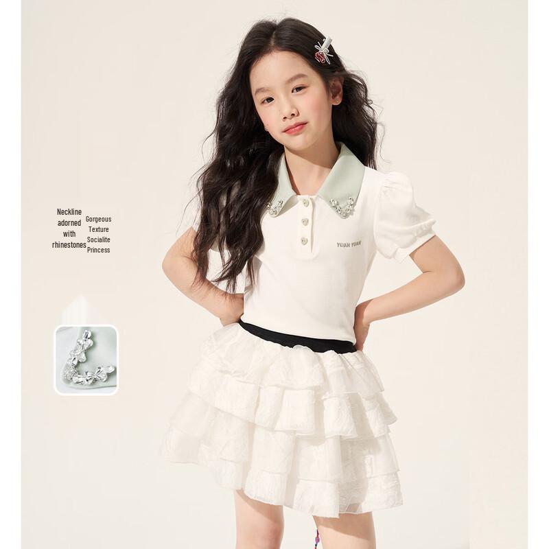 Sommer-Poloshirt für Mädchen mit Strassbesatz