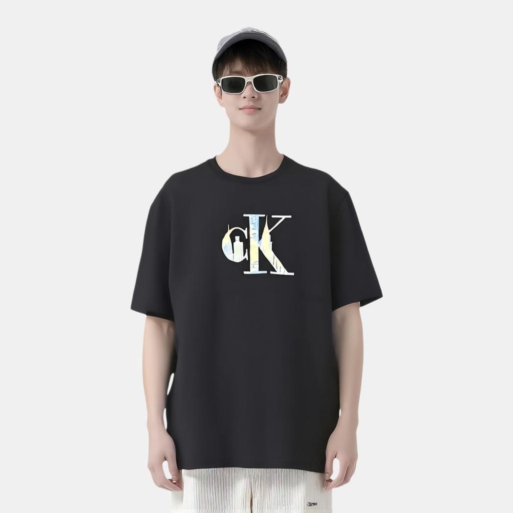 Calvin Klein Logo Casual Comfortable Crew Neck Short Sleeve T-Shirt Men Tops Black 40BC850-001