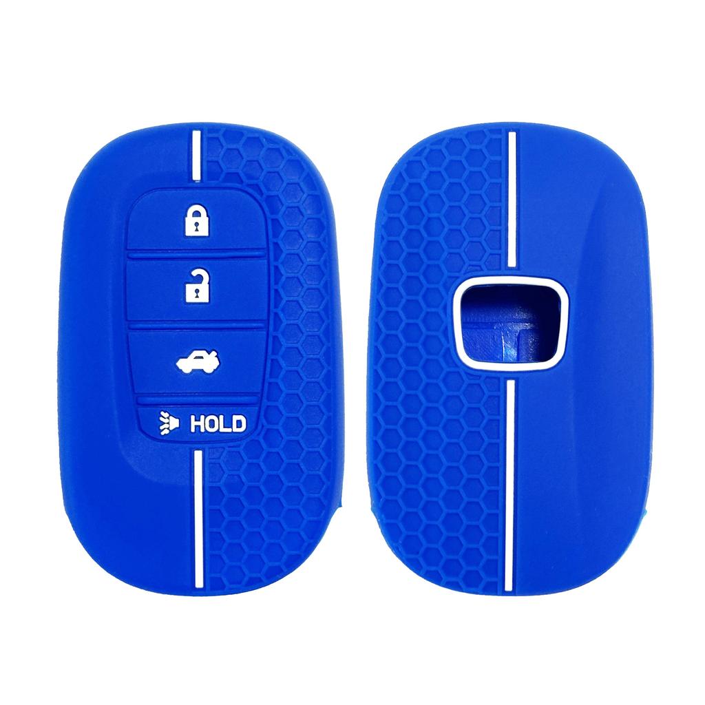 Silicone Rubber Key Fob Cover Compatible With Honda - Accord Civic Cr-V Sport Si Ex Ex-L Touring 4 Buttons Smart Key