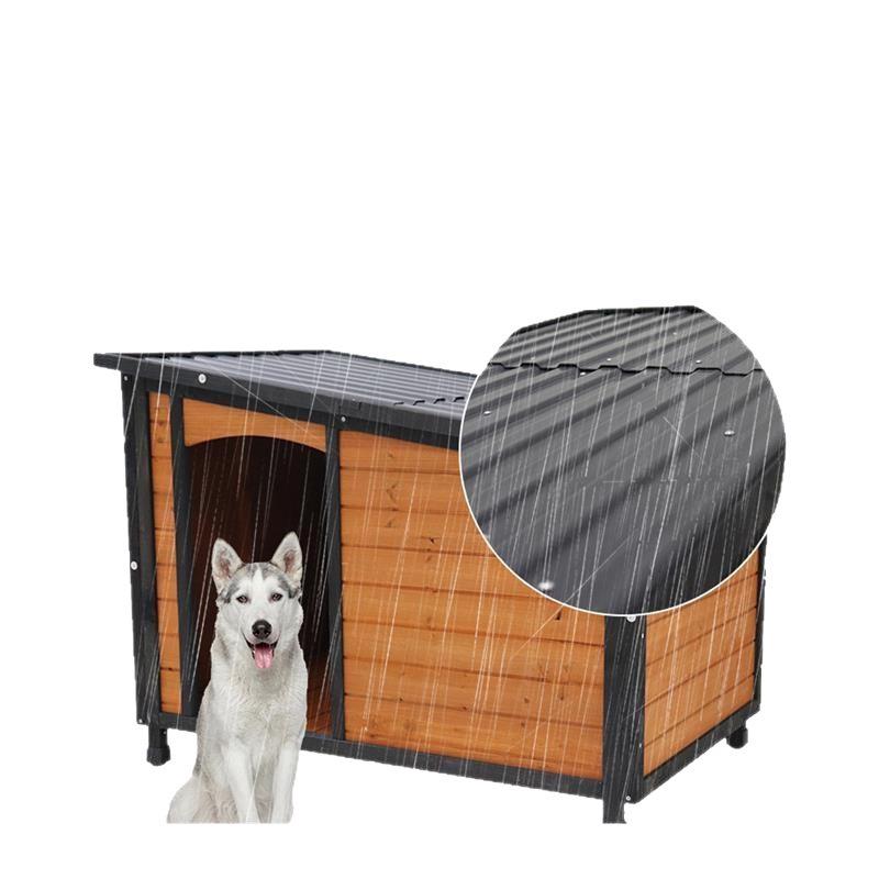 Rainproof Wooden Dog House - Large, Sun-Protected, Solid Wood Pet Shelter for All-Season Indoor/Outdoor Use