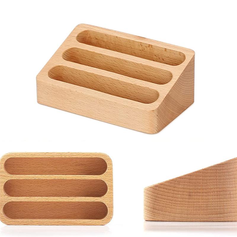 1pcs Wooden Business Card Box Creative Desktop Large Capacity Display and Storage Front Desk Business Card Holder