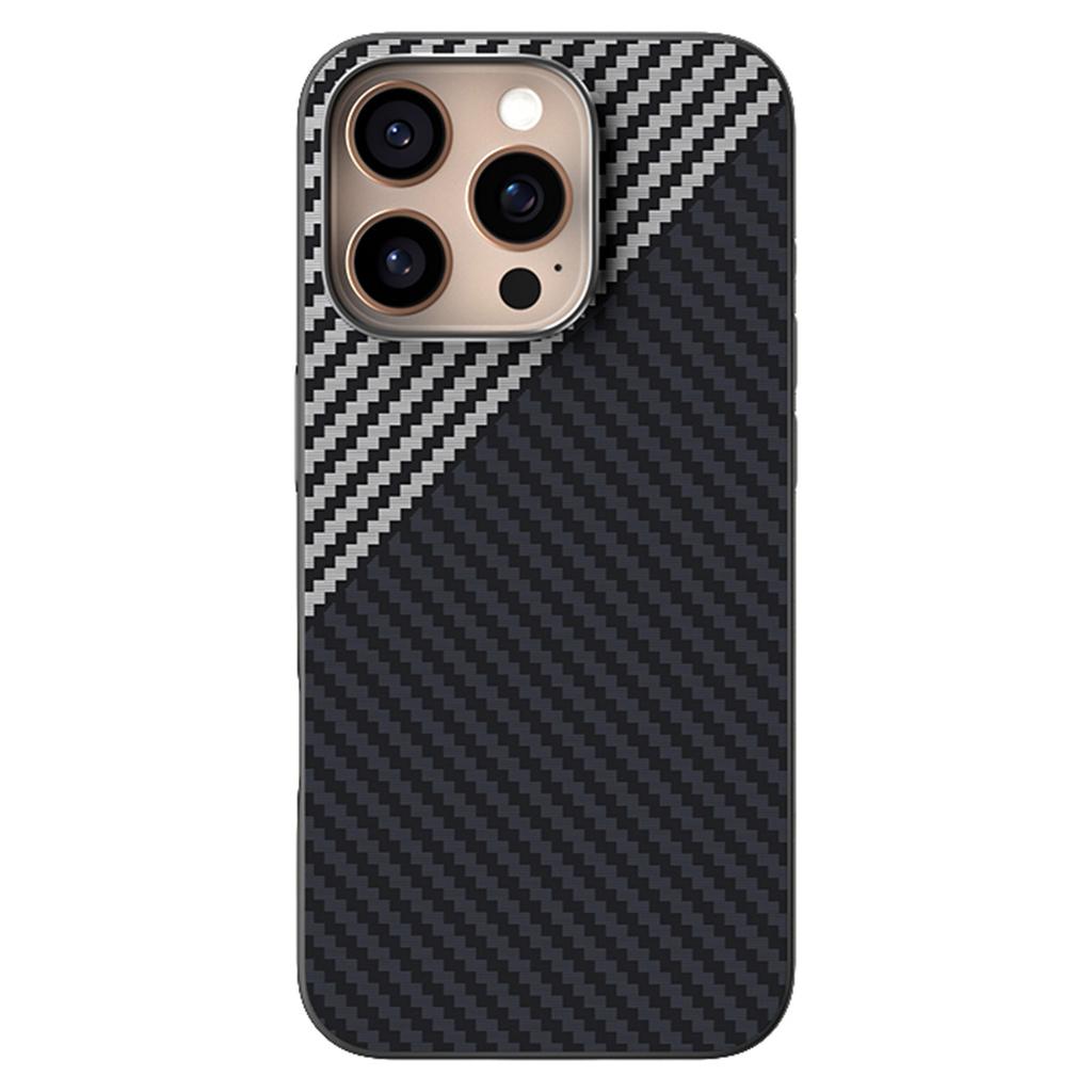 ABEEL Für iPhone 16 Pro Max Hülle Kompatibel mit MagSafe Rückseite mit Kohlefasertextur