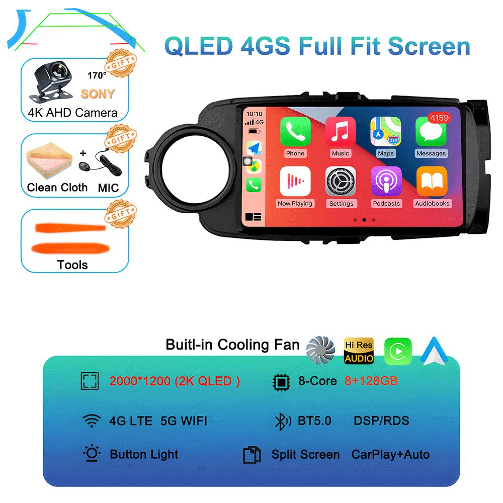 Car Radio For Toyota Yaris LHD RHD 2012-2017 Multimedia Stereo Video Player Android 14 BT DSP Auto Carplay GPS Navigation