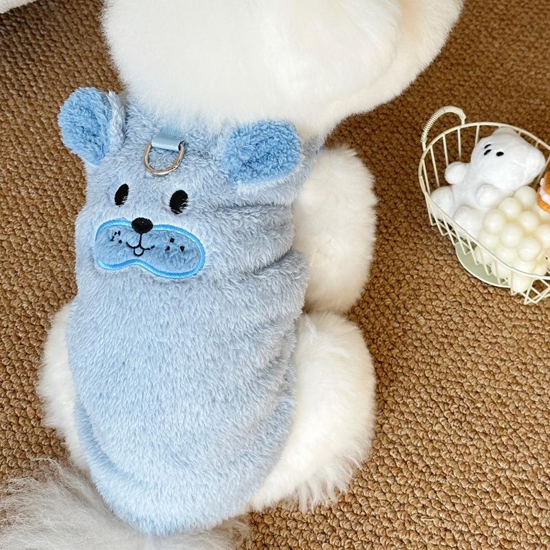 Winter Clothes with Fleece for Warm Pets, Dogs and Cats, Teddy and Teddy Bear Embroidered Vests