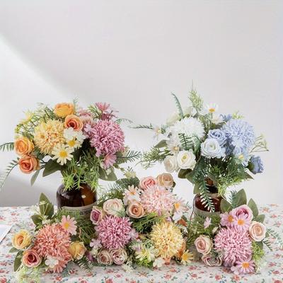 3 Pcs Artificial Flower Bouquets Fake Silk Flower for Home Decorations Table Centerpieces Flower Arrangement Wedding Decor Bridal Bouquet Baby Shower