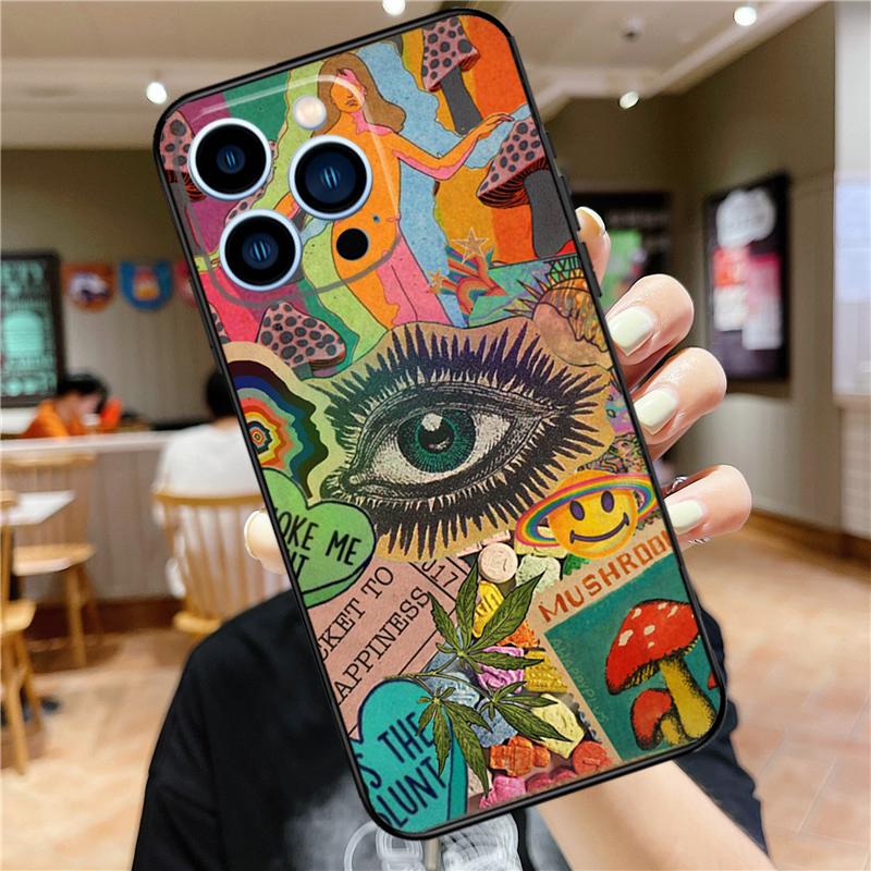 Eye Illustration Phone Case For iPhone 11 12 13 14 16 15 Pro Max Mini XS X XR 7 8 Plus Soft Cover Shell