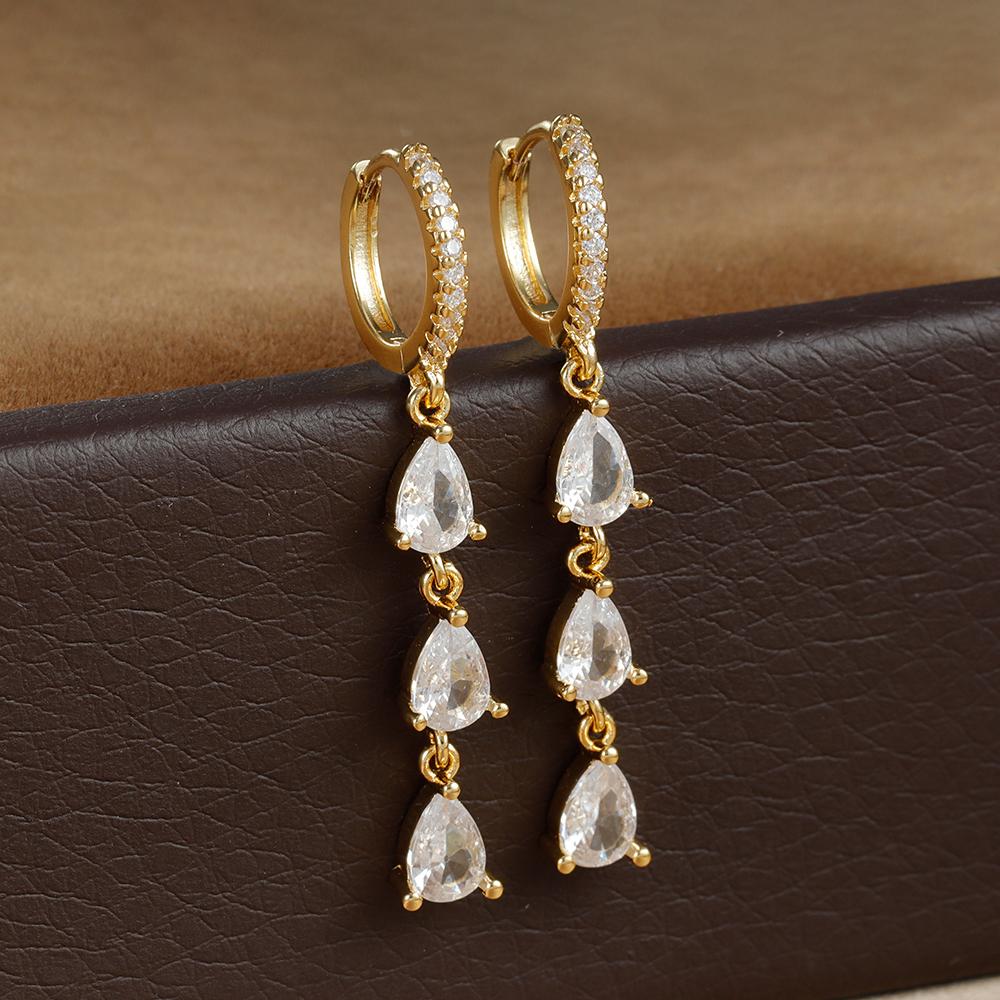 

2PCS Luxury Stainless Steel Water Drop Pendant Earrings for Women Simple CZ Zircon Small Hoop Earring Cartilage Piercing Jewelry