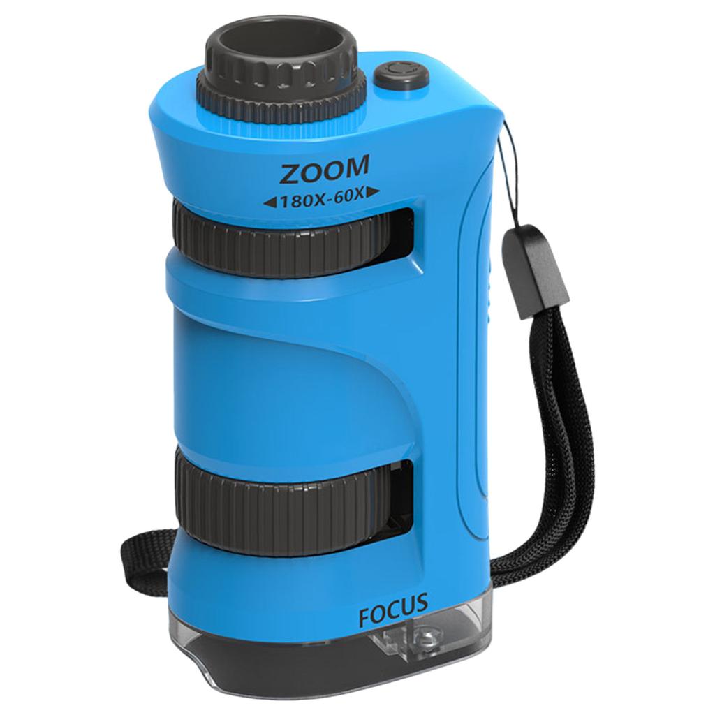 60X-180X LED Pocket Microscope Built-in LED Light with 60x-180x Magnification for Children Students Adults Laboratory School