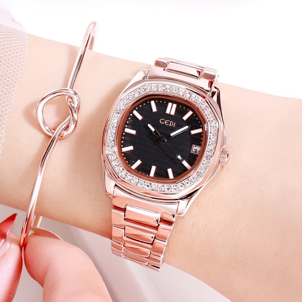 Gadi Fashion Womens Watch With Diamond Inlay Waterproof Quartz For Daily Wear