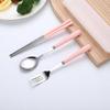 Stainless Steel 3-Piece Portable Cutlery Set: Chopsticks, Spoon & Fork - Sleek Design, Ideal for Students & Gifts