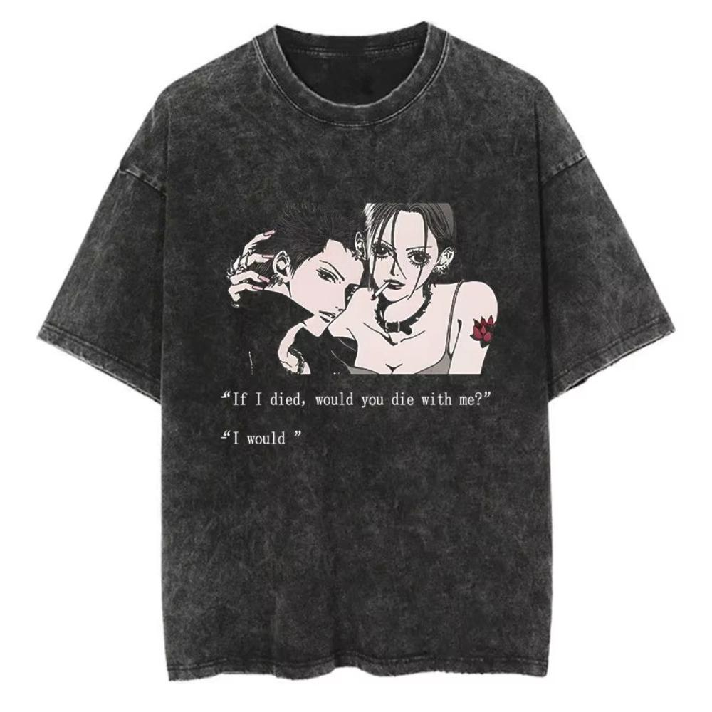 Nana Osaki Anime T-Shirt Vintage Washed Tee - Harajuku Streetwear Graphic Top for Summer L