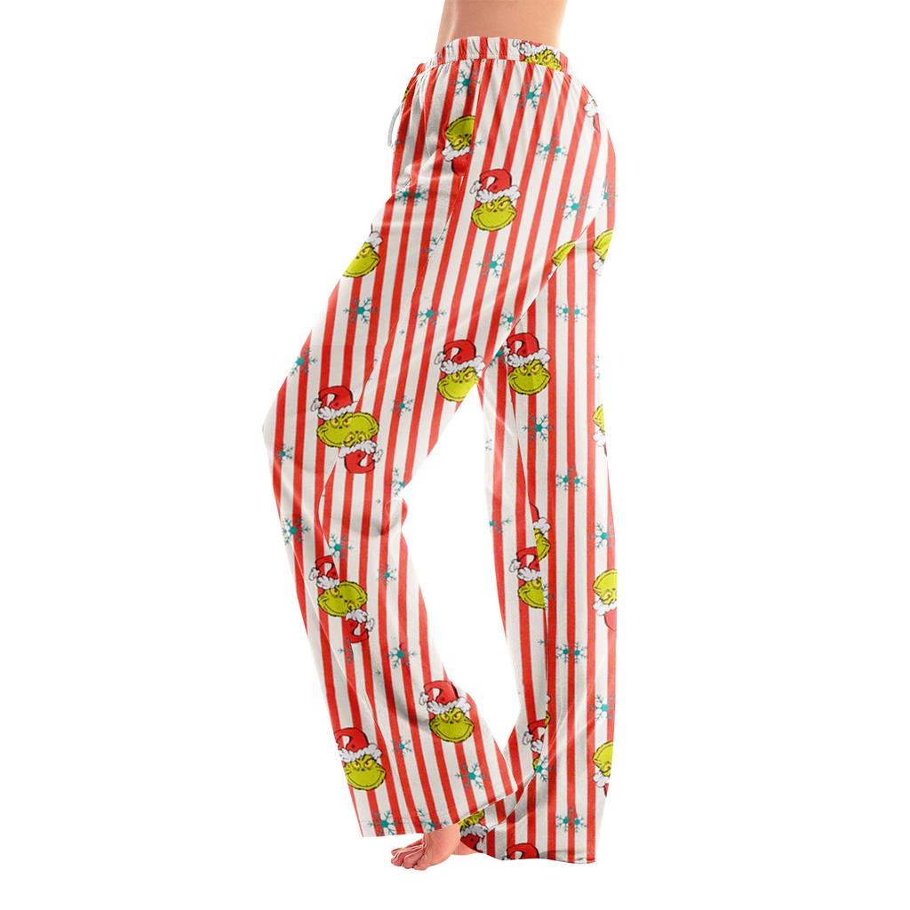 Pijama Altı Uyku Giyim Günlük İpli Elastik Bel Pantolon Rahat Düz Yoga Bol Pantolon