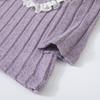 Girls' Autumn and Winter Knitted High Neck Lace Edge Patchwork Top+contrasting Pants Set, A Must-have for Casual and Versatile Outdoor Wear
