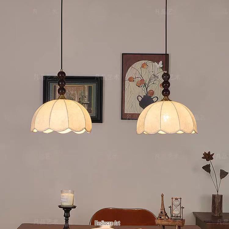 French Vintage Double Head Pendant Light - Retro Wabi-Sabi Style for Dining, Bedroom, or Study