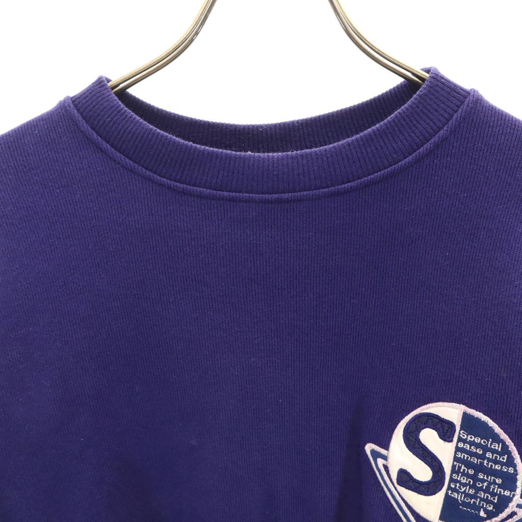 Santa Fe 90s Made In Japan Old Long Sleeve Trainer 4 Purple Navy Sweat Men's Used