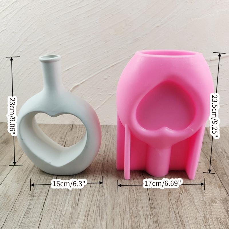 Silicone Flowerpots Mold DIY Concrete Moulds Heart Shape Jar Mould Garden Desktop Decoration Silicone Vase Molds for DIY
