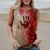 Women's Round Neck Casual Sleeveless Halloween Printed Vest T-Shirt Top