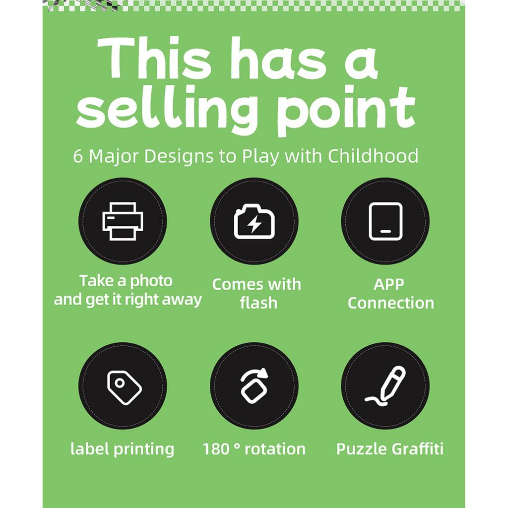 Children's Printing Camera Connects To Mobile Phone and Can Take Selfies In High Definition with Flash