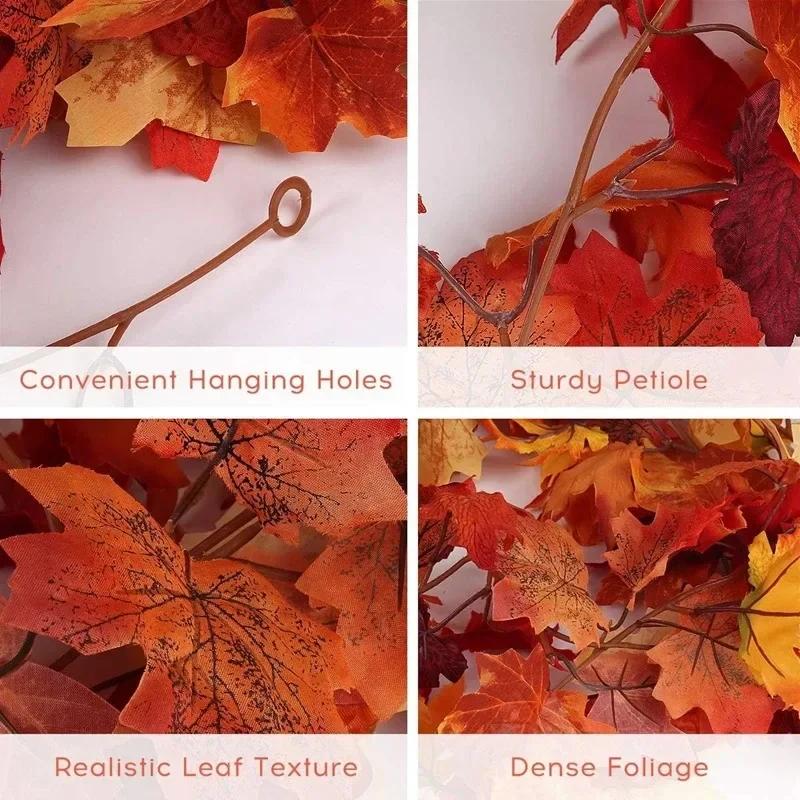 Artificial Fall Maple Leaf Garland Fake Plants Autumn Decor Leaves Vine for Thanksgiving Halloween Festivals Wedding Decora