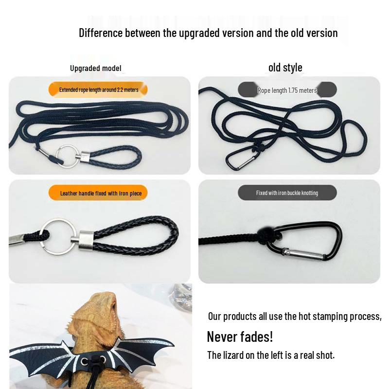 Lizard Leash Leather Wing Chest Harness for Small Pets