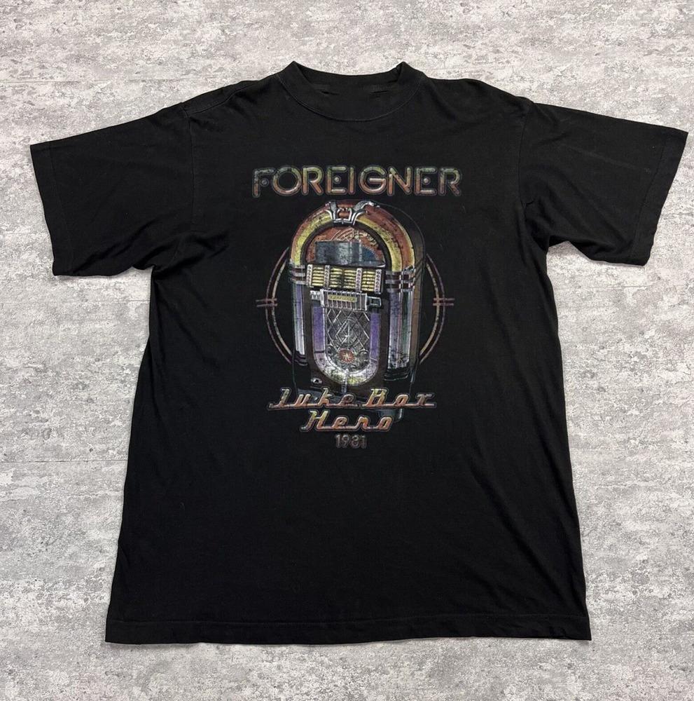 Foreigner Band Juke Box Hero Black Unisex Cotton Adult Tee Shirt GS008 Unisex T-Shirt L