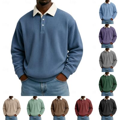 Men's Casual Loose-fitting Top Button-down Collar Long Sleeves