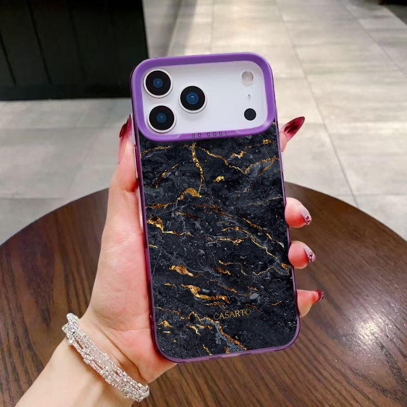 Marble Texture Silver Phone Case for iPhone 13 Pro/14/15/16/17 Pro Max