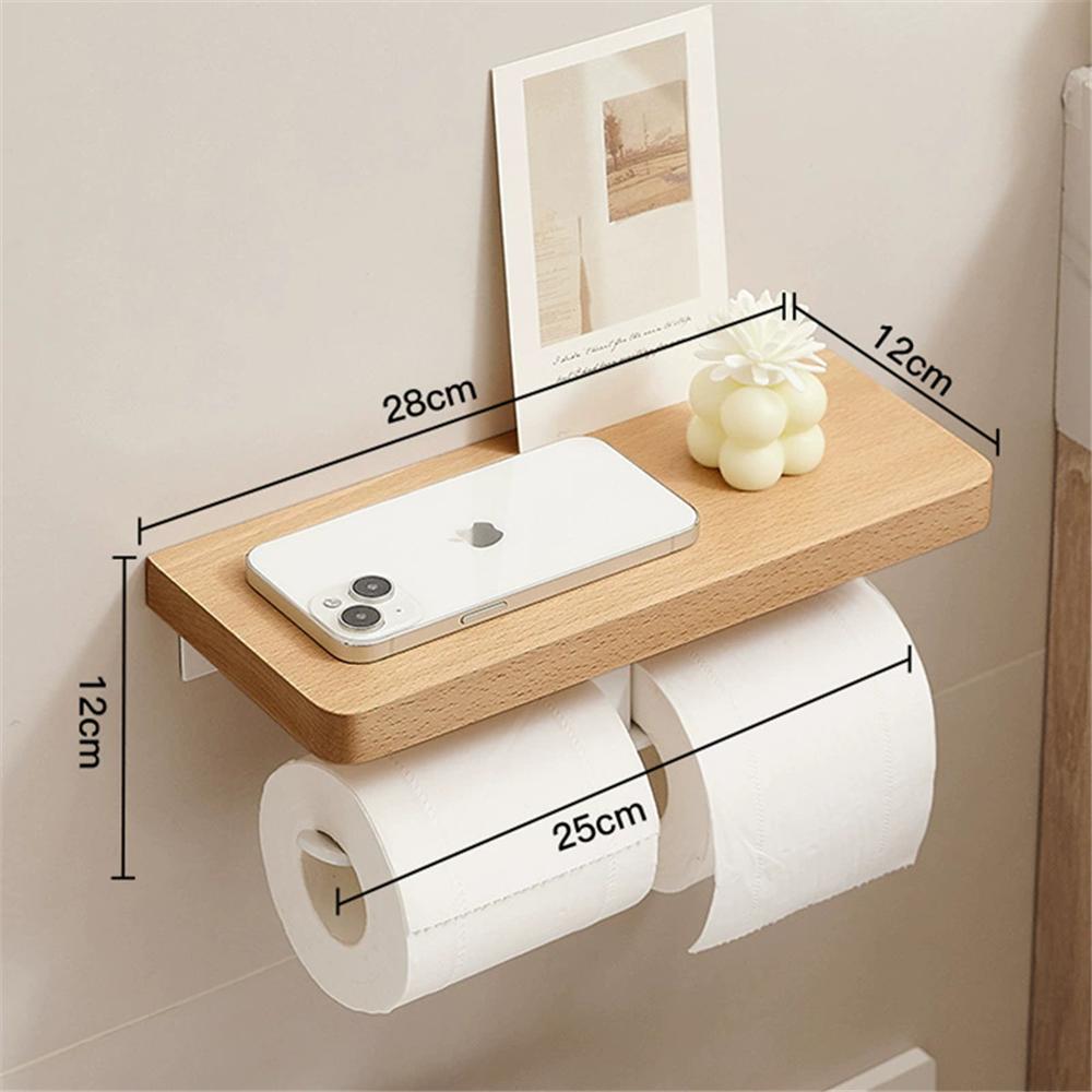 Walnut Aluminum Bathroom Paper Holder with Shelf Bathroom Paperroll Holder Wall Mount Tissue Rack Toilet Paper Holder Tissue Box