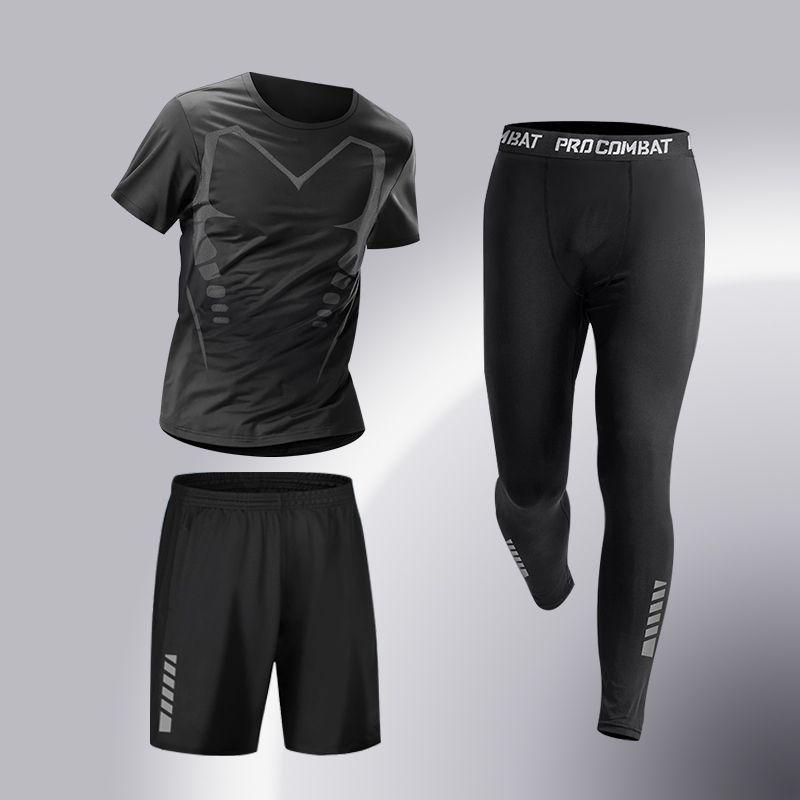 Men's Quick-Dry Sports Suit: High-Elastic Fitness Tights for Running, Training, Basketball, Cycling, Morning Jogging - Perfect for Spring & Autumn.