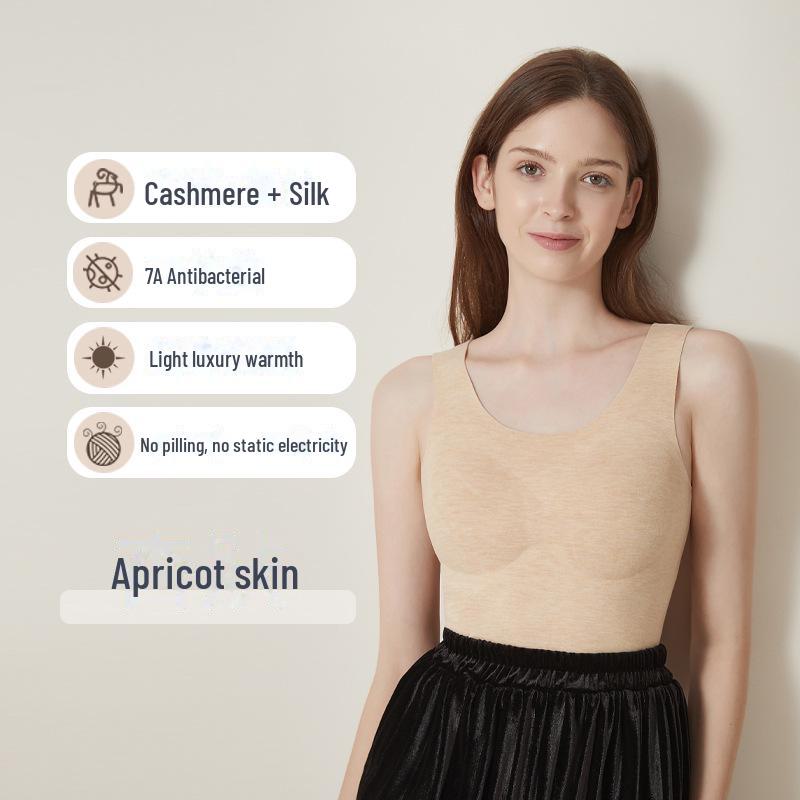 Warm Cashmere Silk Vest with Chest Pad - Women's Autumn/Winter Thermal German Velvet plus Velvet Heating Vest