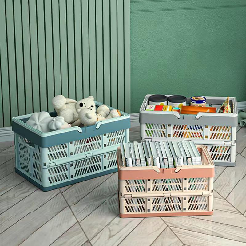 2026 Foldable Handheld Shopping Basket, Portable Plastic Household Fruit Vegetable Basket Storage Crate