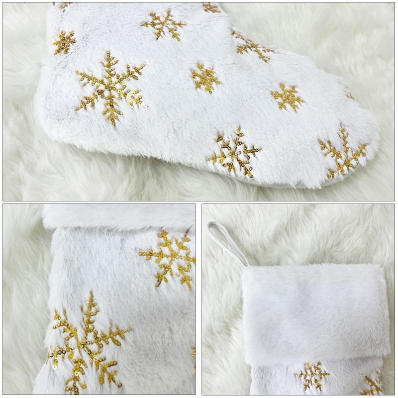 Christmas Decoration Supplies Christmas Socks Gift Bag Embroidered Snowflake Beads Large Christmas Decoration Gift Socks
