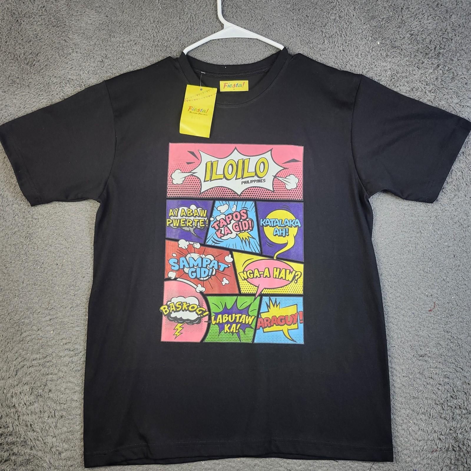 Iloilo Philippines Shirt Mens Medium Black Comic Book Graphic Souvenir Tee Unisex T-Shirt L