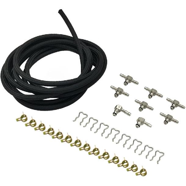 97359750 Diesel Fuel Injector Return Line Clamps Kit with Hose & 14 Line Clamps Fits for 2004.5-2010 Duramax LLY LBZ LMM 6.6L, Replaces 97328733