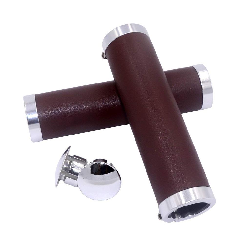 UPANBIKE Bike Leather Double Lock Grips for for Mountain Road and Fixed Gear Bikes Grips, 7/8" 22.2mm Handlebars, Bikes, Bikes, (Coffee)