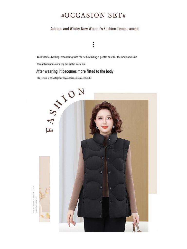 Cozy Mid-Length Padded Waistcoat for Plus Size Moms