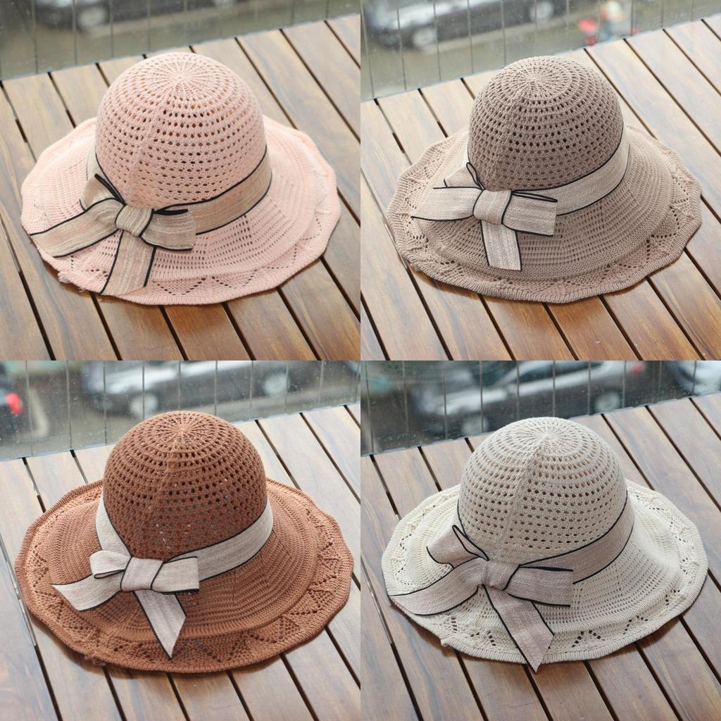 Beach Wide Brim Hat With Sun Shield And Bow Decoration For Women Outdoor Use