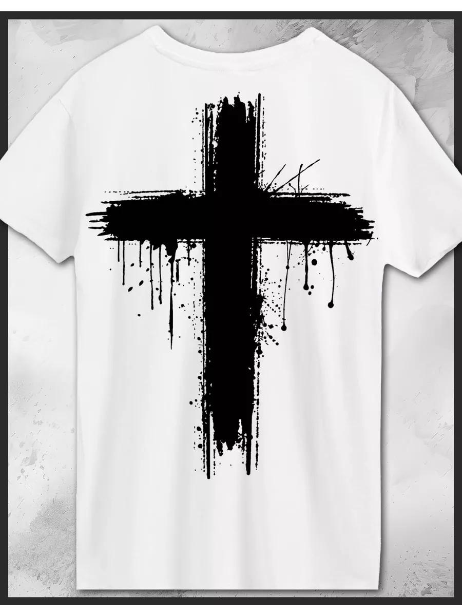 

Black Cross Print T-shirt 2XL
