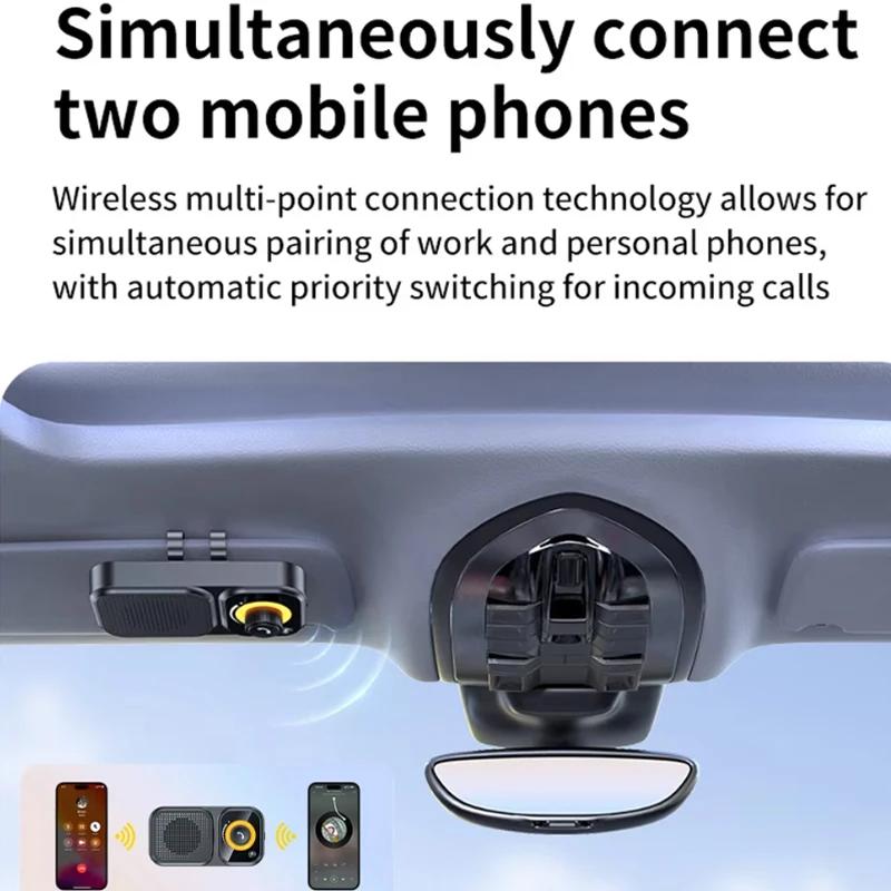 Altoparlante Bluetooth 5.4 per Auto Kit Vivavoce per Auto Clip Parasole Ricevitore Audio Wireless Vivavoce Lettore Musicale Potente con Luce Ambientale