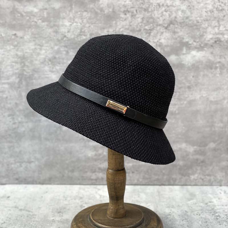 Japanese Woven Fabric Belt Dome Casual Retro Bucket Hat Travel Shade Breathable Basin Hat Summer Hat