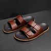 Men's Genuine Leather Non-Slip Summer Flip-Flops - Breathable Casual Beach Sandals