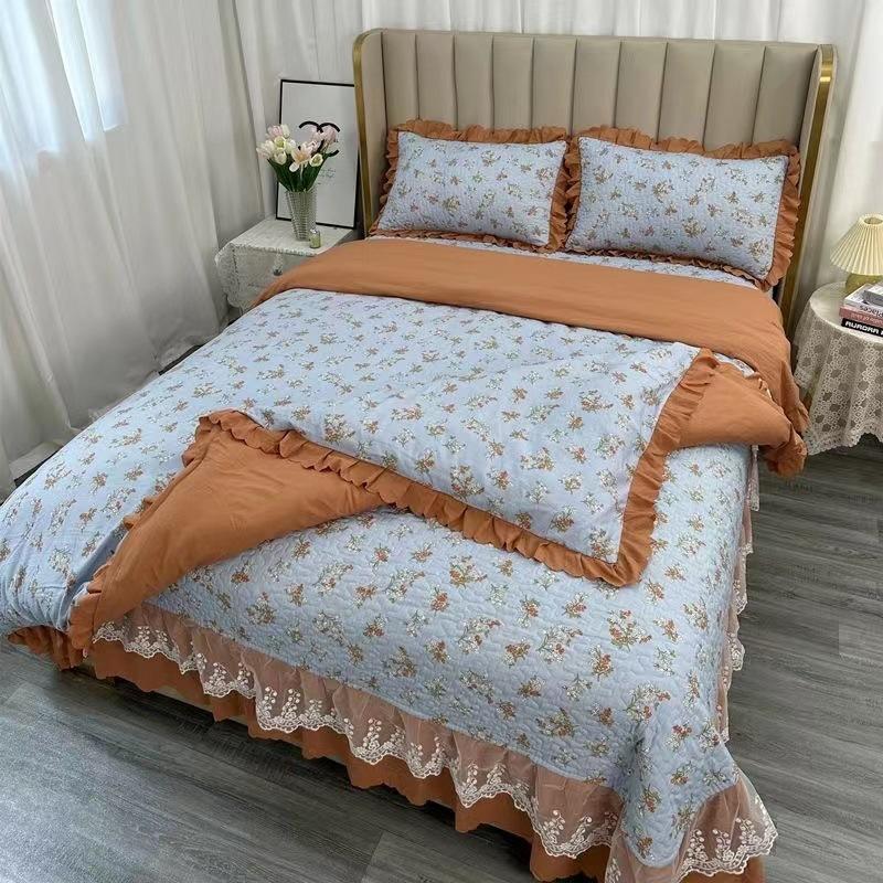 Class A Maternal Infant Grade Bed Cover 4-Pcs Set Of Thickened Padded Sheets 3-Pcs Set Of Small Bamboo Cotton Jacquard Quilt Cover Autumn  Winter