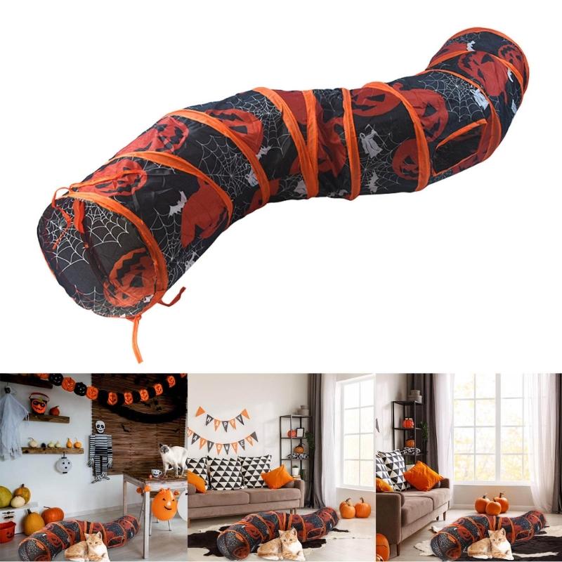Halloween Cats Tunnel for Festival Pet Hideaways Play Tunnel Hideouts S-Shape Play Tube Playtent Cats Entertainment Toy