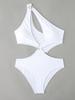 Fashion Sexy Solid Color One Shoulder Hollow Out Slim Fit Bikini Swimsuit For Beach