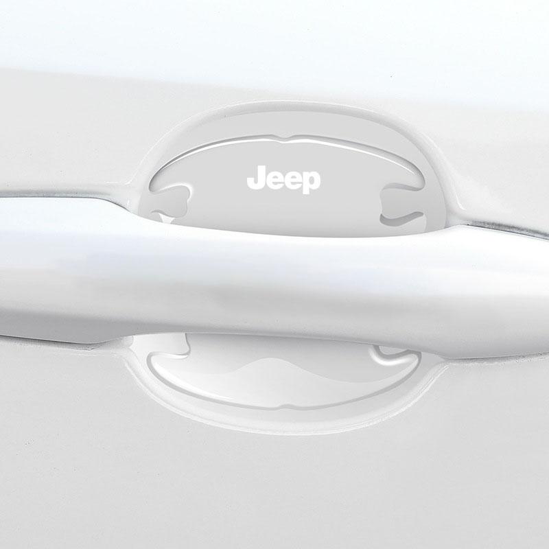 Bilkaross Anti-kollisionsskyddslist Auto Dörrhandtagsskål Klistermärke mot repor för Jeep Compass Tillbehör Renegade Wrangler Gladiator Cherokee JL