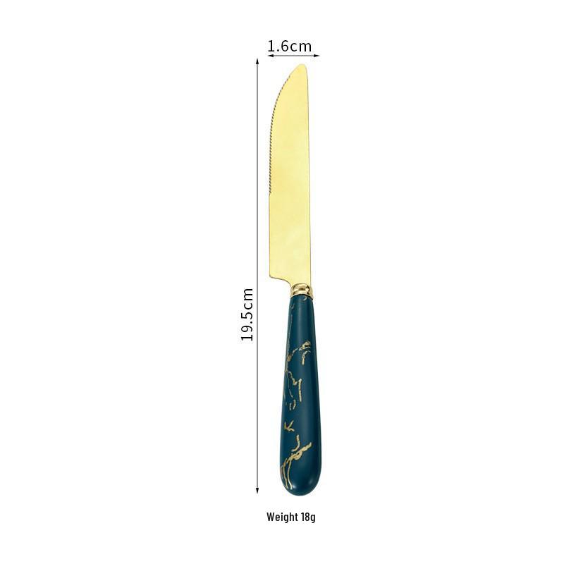 Stainless Steel 24-Piece Cutlery Set: Western Style Steak Knife, Fork, Spoon with Imitation Ceramic Handle In Gift Box.