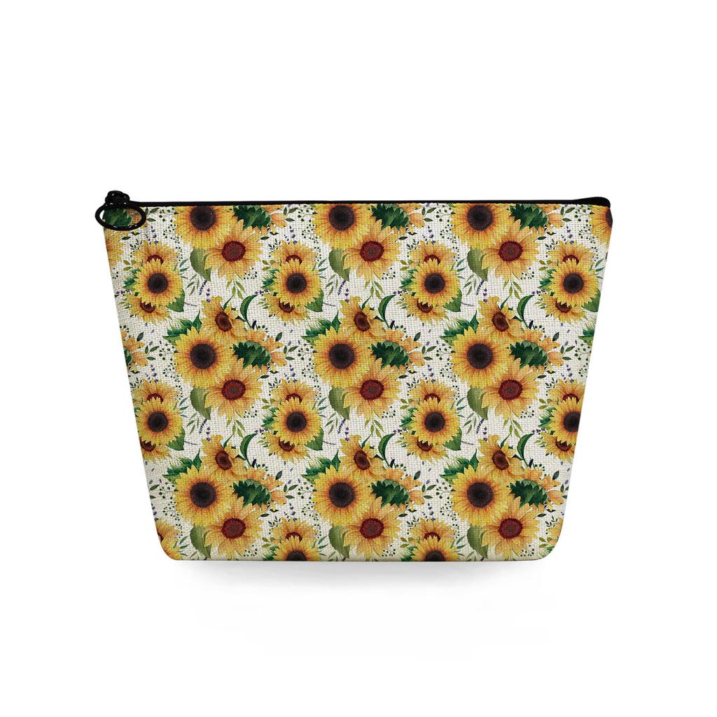 Women Sunflower Print Cosmetic Bag Toiletries Organize Travel Storage Case 6788