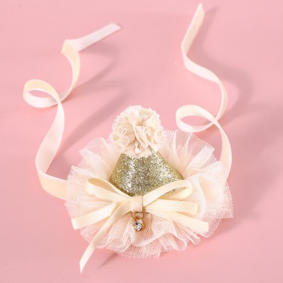 Katzenmütze für Haustiere, Schleifenknoten-Design, leuchtende Farben, hautfreundlich, ultraleichter Spitzenbesatz