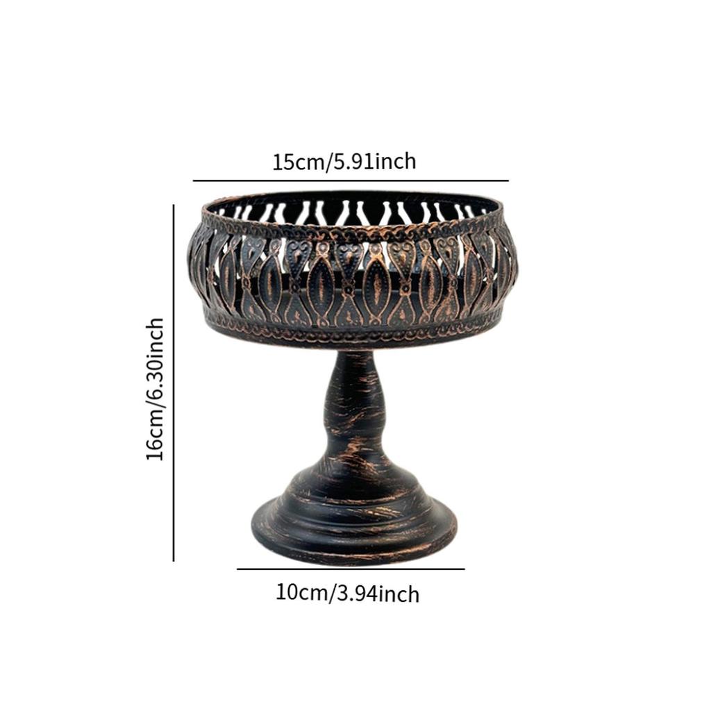 Iron Fruit Bowl Stand Organizer Reusable Decorative Multipurpose Container Statue Sculpture Storage Tray for Bread Snacks Candy