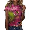 Women Clothing Harajuku Leisure Loose Breathable Short Sleeve Summer Personality Gradient Water Drops 3d Print